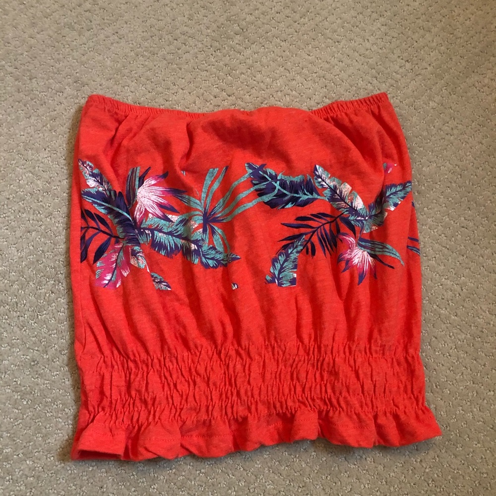 Red floral tube top